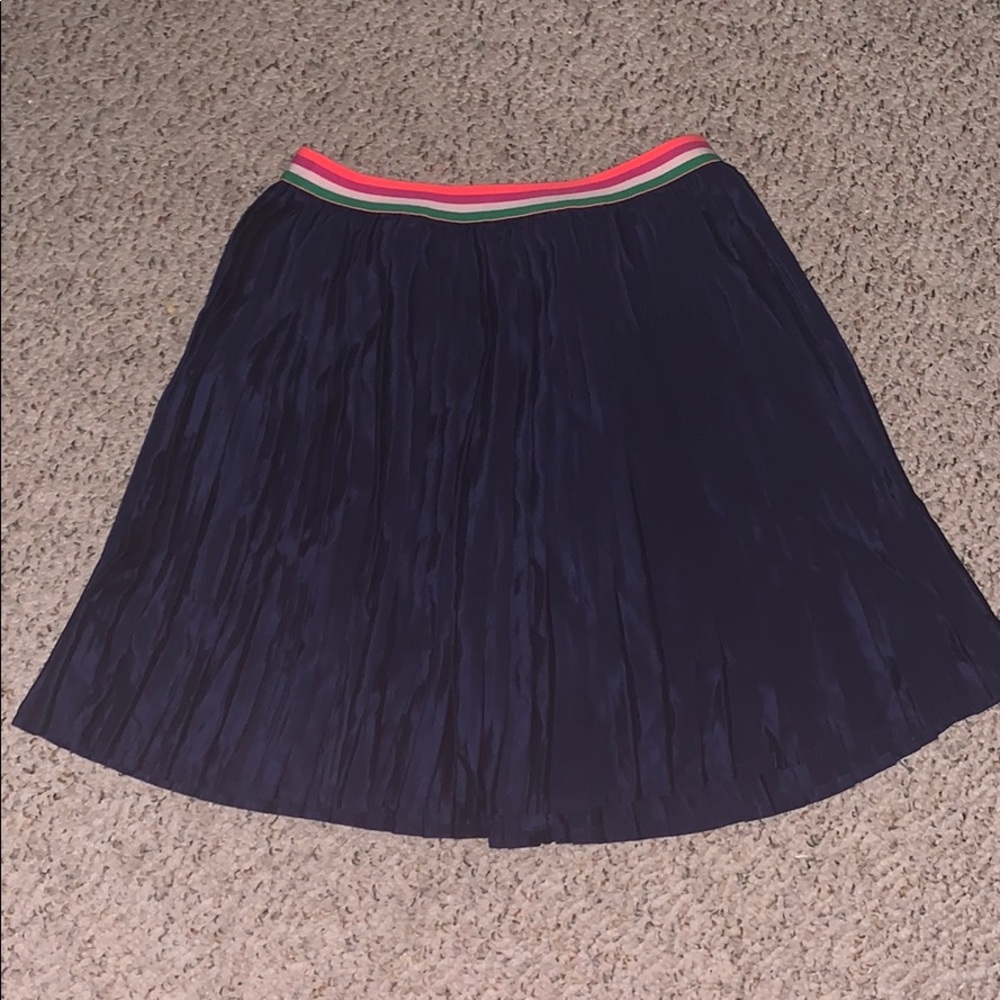 blue little girls skirt with rainbow band